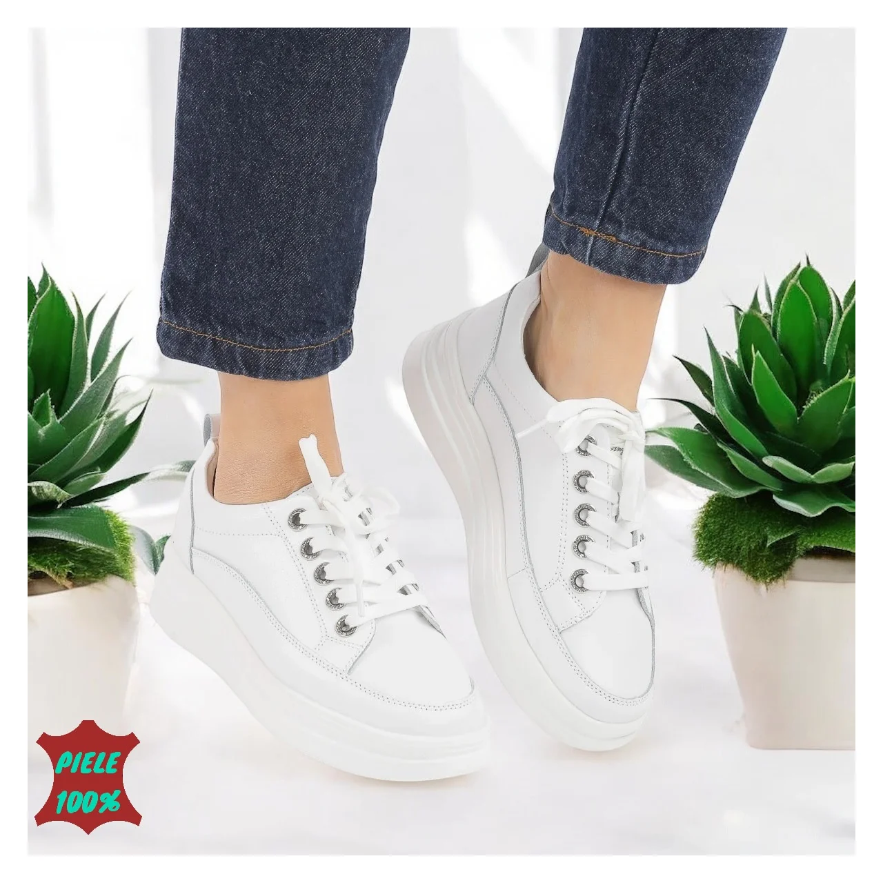 Damen Freizeitschuhe aus Naturleder mit Schnürsenkeln |ZAPOKA|-5 Farben
