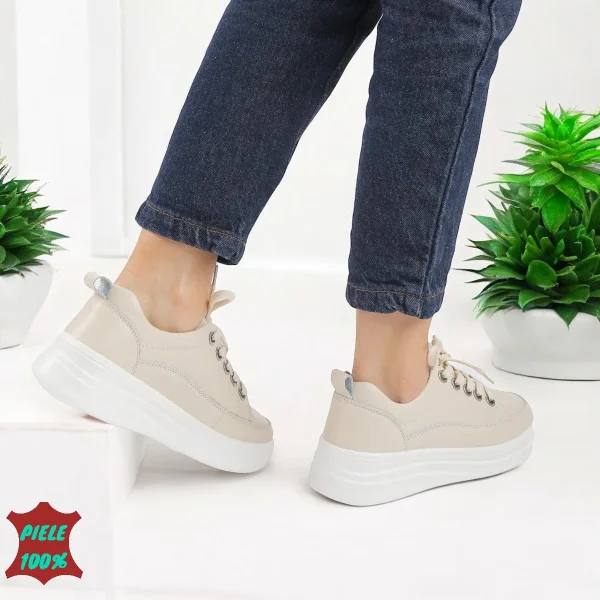 Superpiele - Magazin Online de Încăltăminte-Genti din Piele Naturalăpantofi casual bej dama din piele naturala cu siret |ZAPOKA|-5 culori