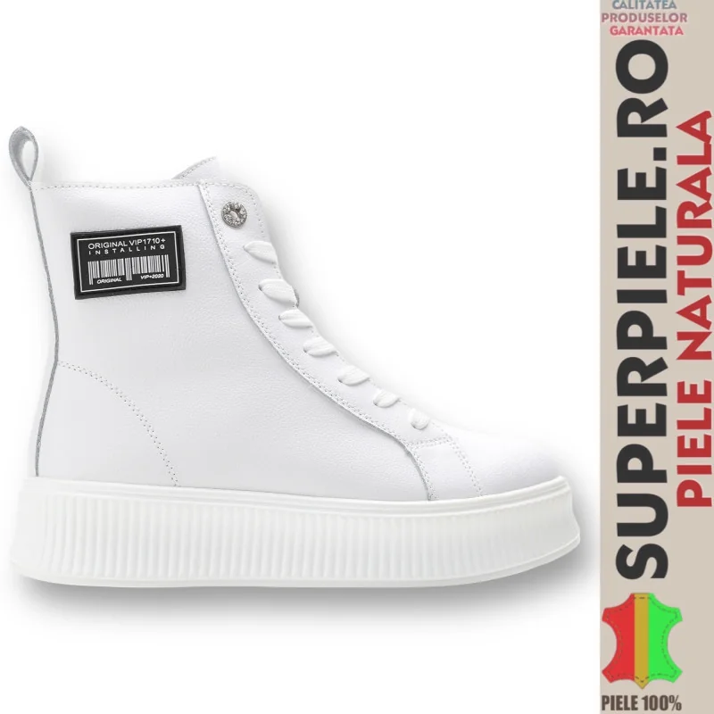 Bottes en fourrure blanche en cuir naturel avec plateforme uniforme |ZILAMO|