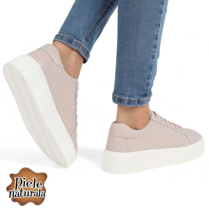 Chaussures décontractées pour femmes, cuir naturel, violet, à bout rond |MIKATOZ|