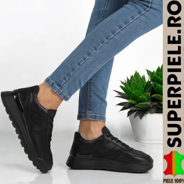 Damen Sneaker, Naturleder, hohe Sohle |PROMIKA|
