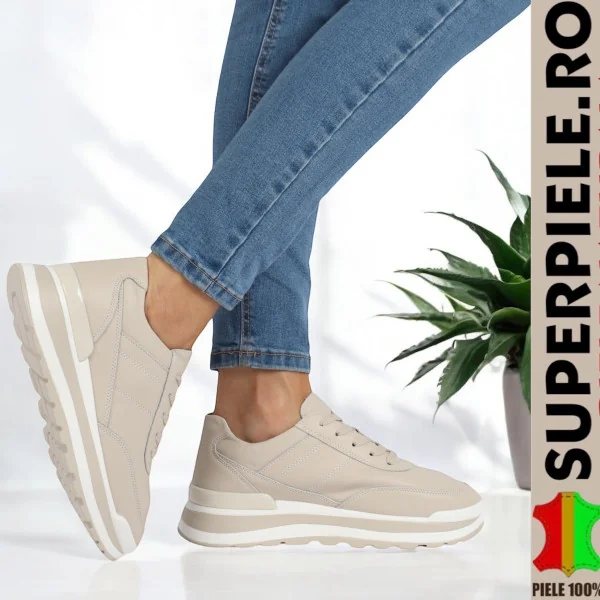 Mocassins blancs pour femmes, en cuir naturel, avec plateforme et lacets-|ZAVRA|