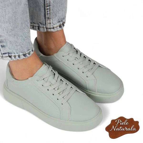 Chaussures décontractées blanches pour femmes en cuir véritable avec lacets |ITAZOMA|