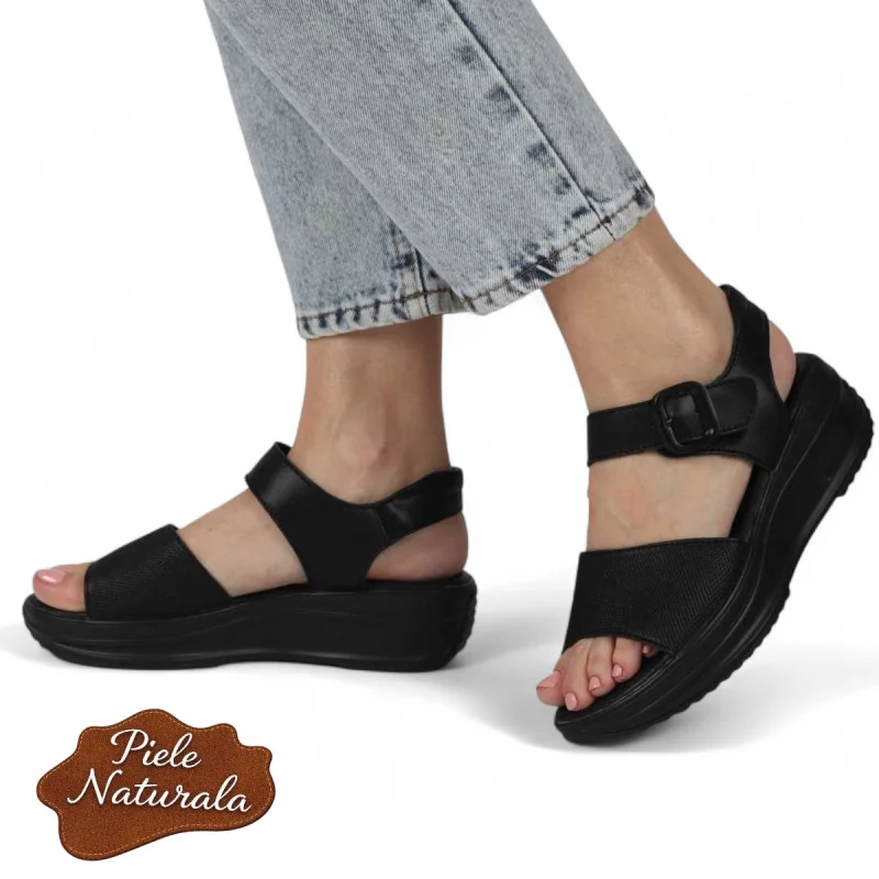 copy of Damentaler Ledersandalen mit Klettverschluss und dekorativem Riemen |JOMAZY||