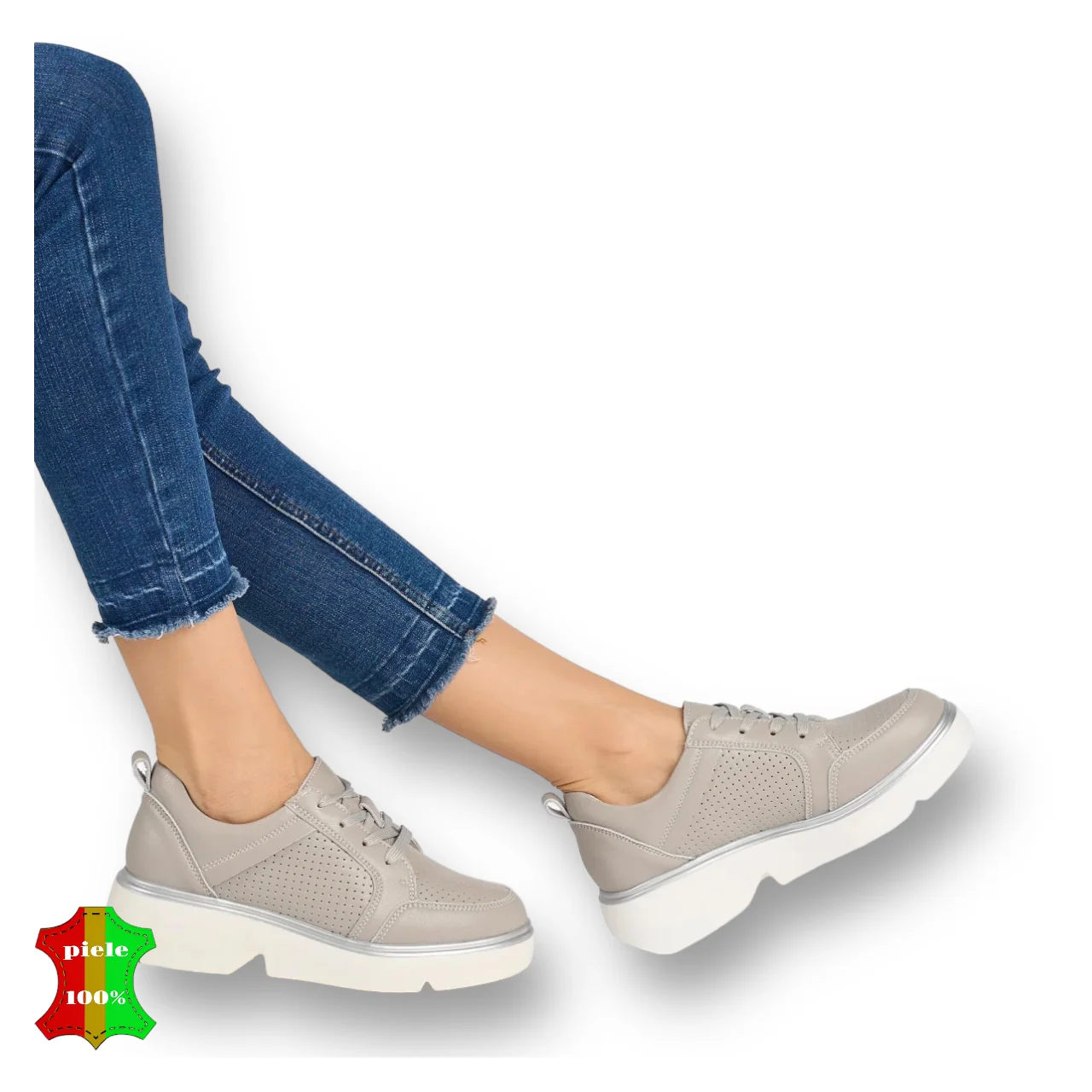 Damen Sneaker aus echtem Leder mit 5cm hoher Sohle |LOZOVI|