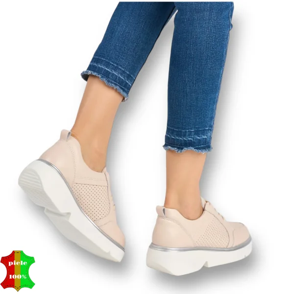 Baskets en cuir véritable pour femme avec semelle haute de 5 cm |LOZOVI|
