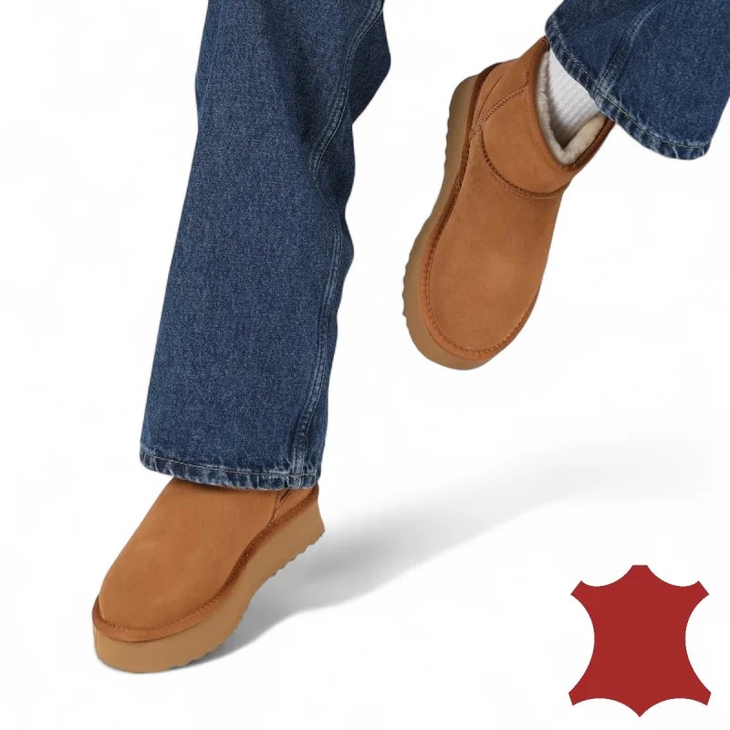 Damenstiefeletten aus echtem Veloursleder Farbe Camel mit leichter Sohle DS-4134