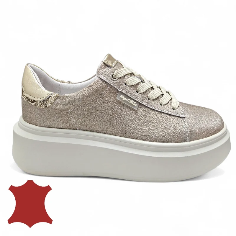 internetska trgovina za ženske cipele od prave kožeŽenske ležerne cipele u zlatnoj boji s šljokicama od prave kože F002-426B