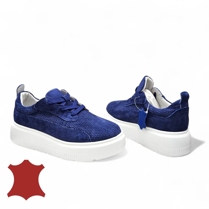 online winkel voor damesschoenen van echt leerKoningsblauwe suède casual schoenen voor dames F002-472