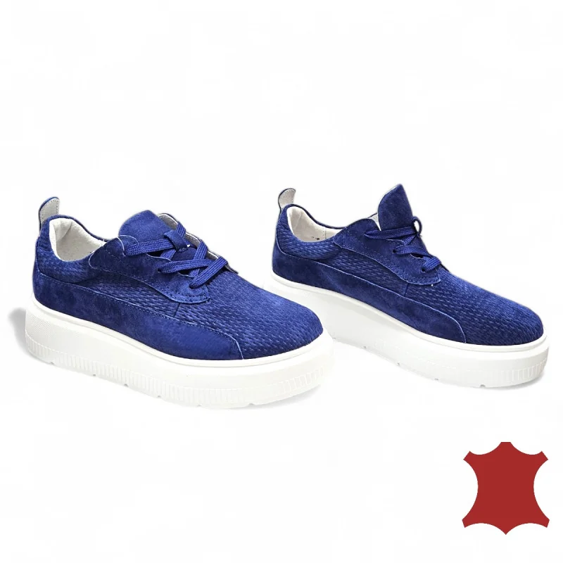 online winkel voor damesschoenen van echt leerKoningsblauwe suède casual schoenen voor dames F002-472