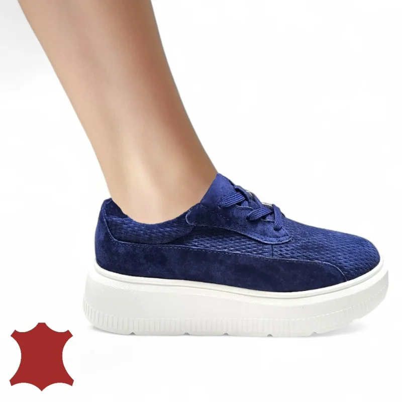 online winkel voor damesschoenen van echt leerKoningsblauwe suède casual schoenen voor dames F002-472