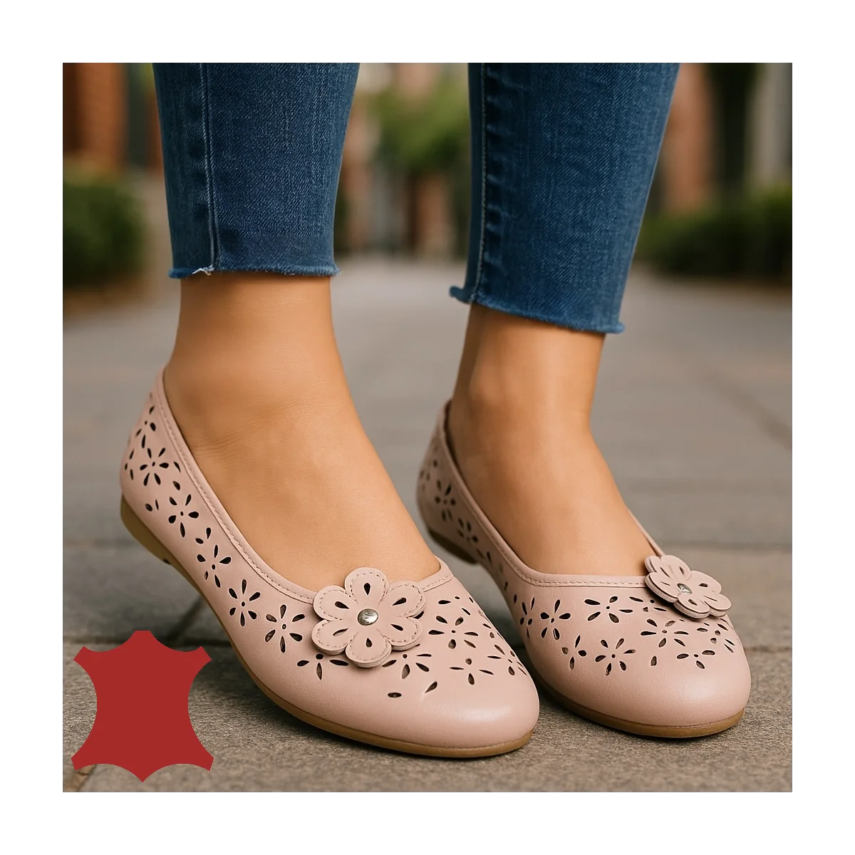 copia di Ballerine estive bianche con fiore applicato |Aplino| - Pelle naturale