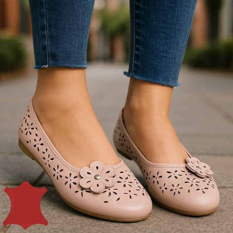 copia di Ballerine estive bianche con fiore applicato |Aplino| - Pelle naturale