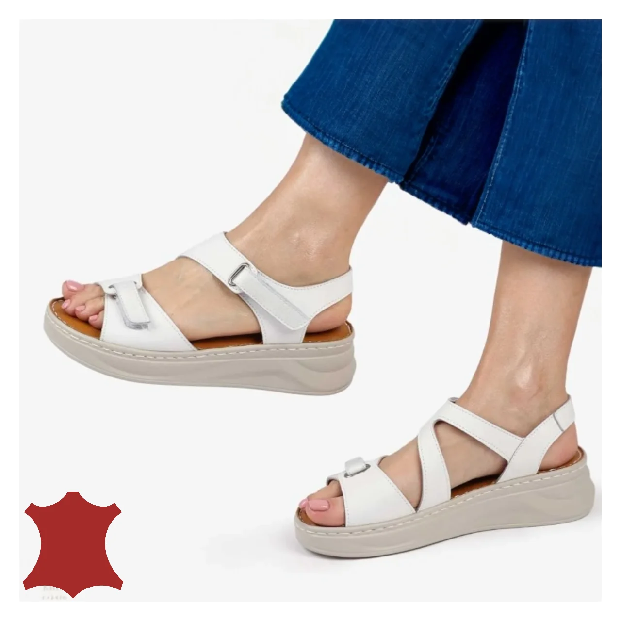 sandalen slippersWitte sandalen van echt leer voor dames met egels |INALZO|