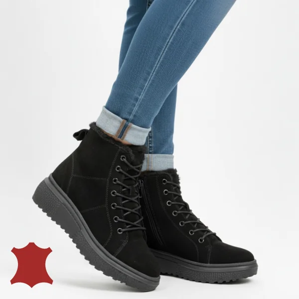 f002-409 Black suede Leather