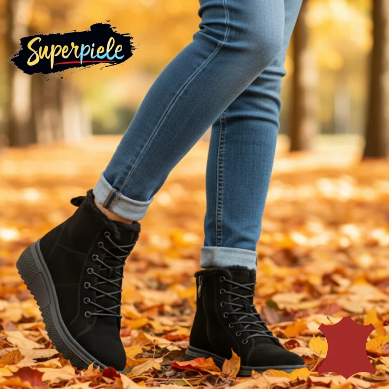 internetska trgovina za ženske cipele od prave kožef002-409 Black suede Leather