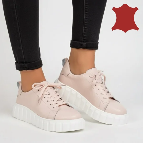 copy of Chaussures décontractées pour femmes en cuir véritable, semelle épaisse et fermeture éclair sur le côté.