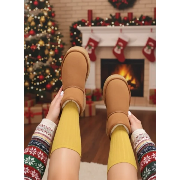 Damenstiefeletten aus echtem Veloursleder Farbe Camel mit leichter Sohle DS-4134
