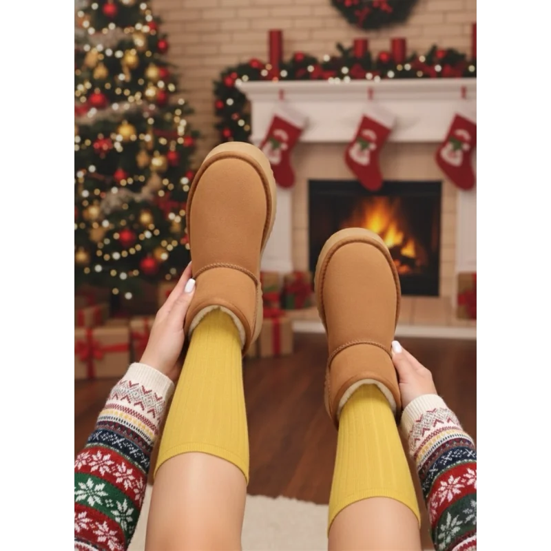 Damenstiefeletten aus echtem Veloursleder Farbe Camel mit leichter Sohle DS-4134