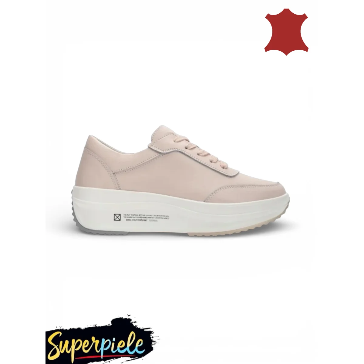 Baskets roses pour femme |Roxana|-Cuir naturel