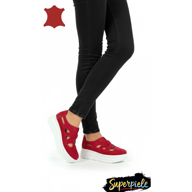 Ženske ležerne cipele od prave kožecopy of Pantofi casual damă perforați cu talpa groasa si catarama decorativaSP002-541