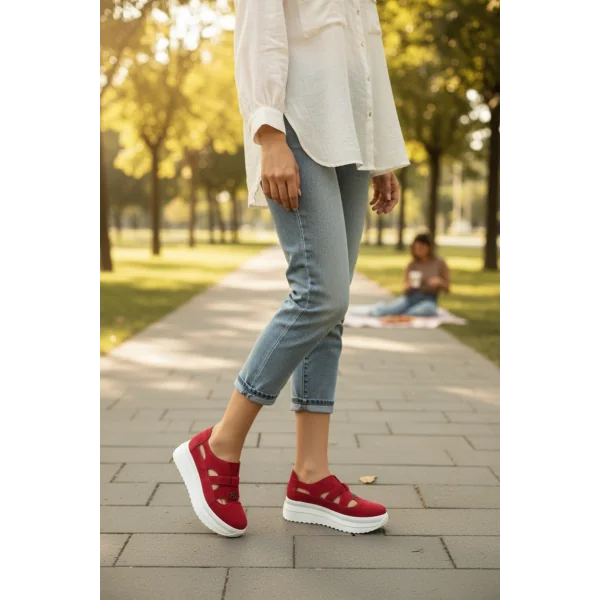 Ženske ležerne cipele od prave kožecopy of Pantofi casual damă perforați cu talpa groasa si catarama decorativaSP002-541