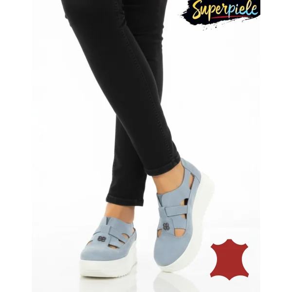 Ženske ležerne cipele od prave kožecopy of Pantofi casual damă perforați cu talpa groasa si catarama decorativaSP002-541