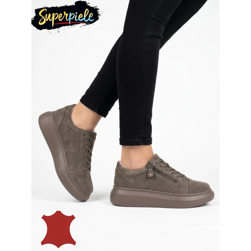 GHETE-CIZME PIELEPantofi casual dama piele naturală, talpă groasă cu fermoar pe latera