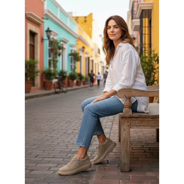 copy of Дамски ежедневни обувки от естествена кожа, дебела подметка с цип отстрани
