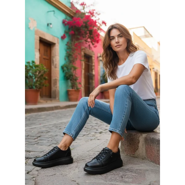 spletna trgovina za ženske čevlje iz pravega usnjacopy of Ženski čevlji za prosti čas iz pravega usnja, debel podplat z zadrgo ob strani