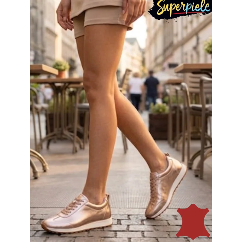 Superpiele - Magazin Online de Încăltăminte-Genti din Piele NaturalăAdidasi damă roz aurite cu talpă ușoară din piele naturală f002-642