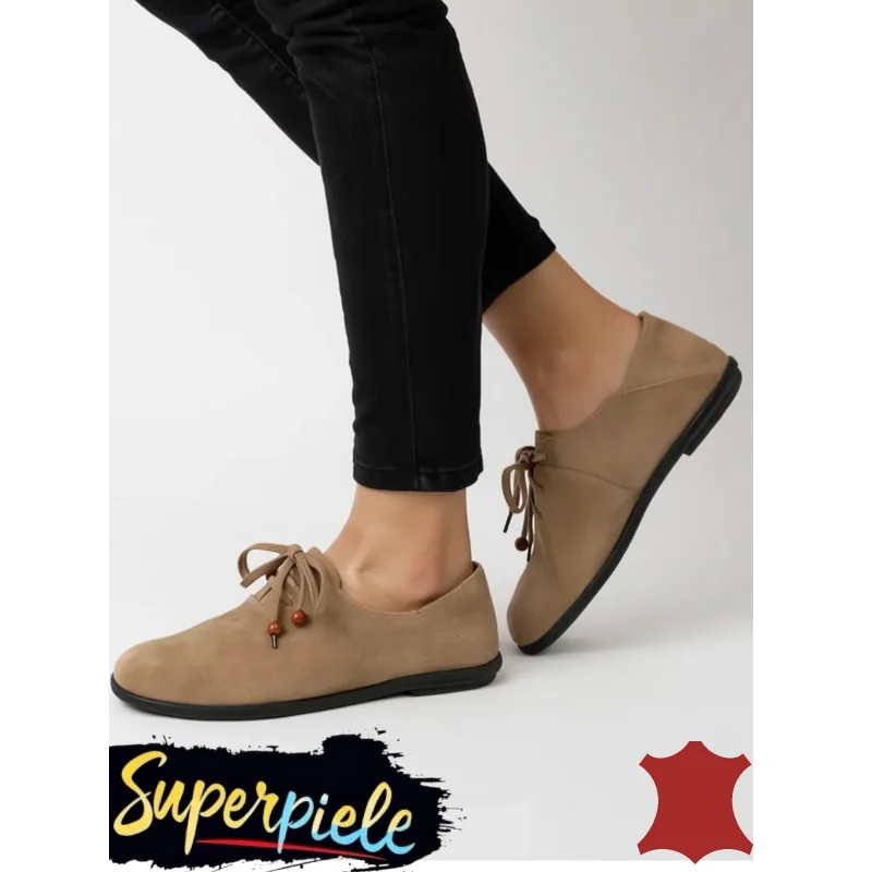 Pantofi casual-sportPantofi Casual kaki din Piele Naturală Întoarsă Cu toc mic F002-602
