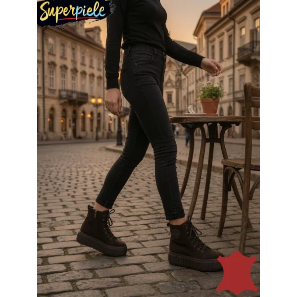 Casual čizme od prirodne kožeGhete damă din piele naturală cu talpă groasă