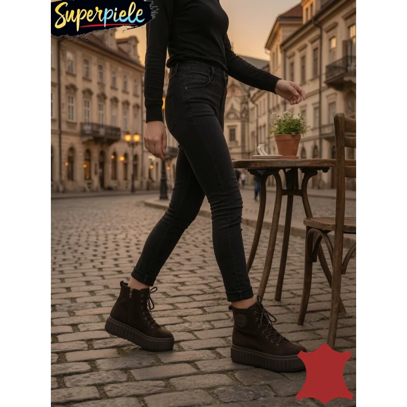 Casual čizme od prirodne kožeGhete damă din piele naturală cu talpă groasă