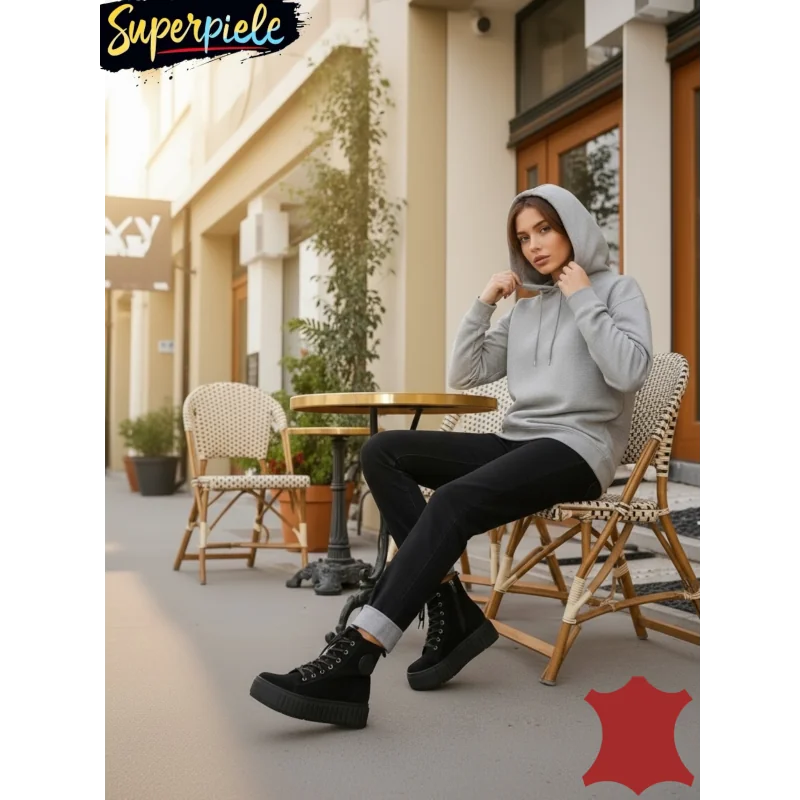 Ghete casual sport damaGhete damă din piele naturală cu talpă groasă