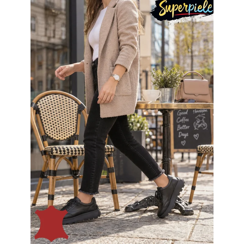 internetska trgovina za ženske cipele od prave kožePantofi casual damă din piele naturală negri cu șireturi