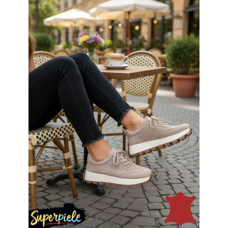 Superpiele - Magazin Online de Încăltăminte-Genti din Piele NaturalăPantofi casual damă din piele naturală kaki cu șireturi
