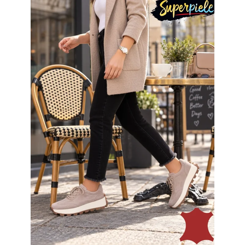 Superpiele - Magazin Online de Încăltăminte-Genti din Piele NaturalăPantofi casual damă din piele naturală kaki cu șireturi