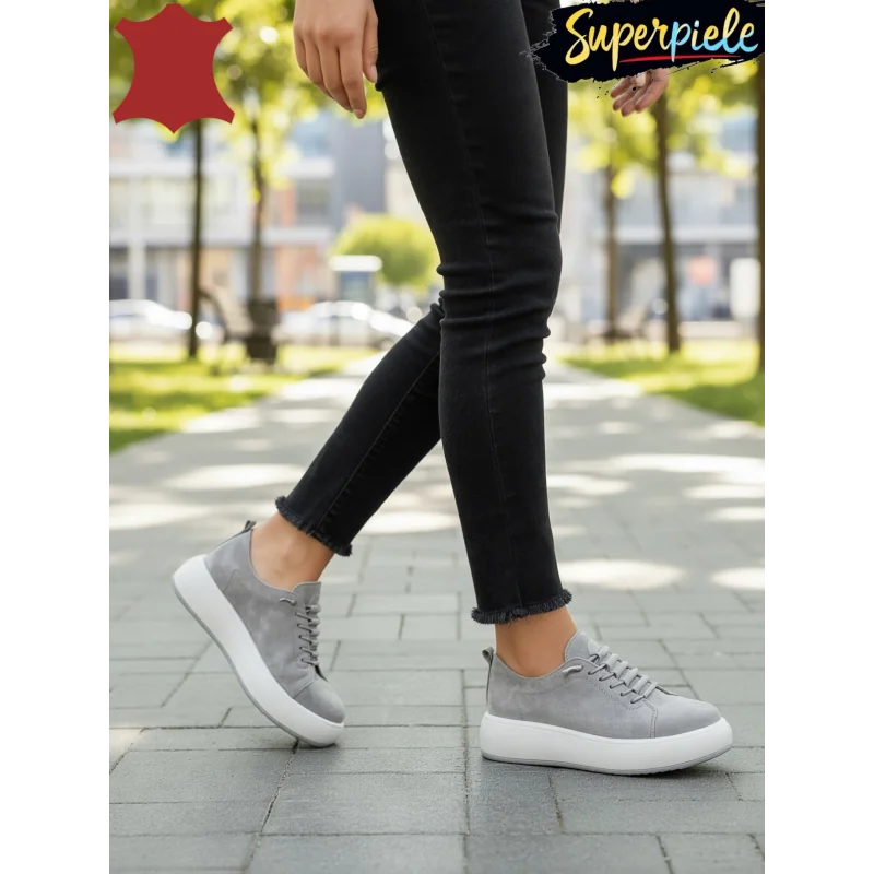 Superpiele - Magazin Online de Încăltăminte-Genti din Piele NaturalăPantofii casual gri damă sunt realizați din piele naturală de calitate