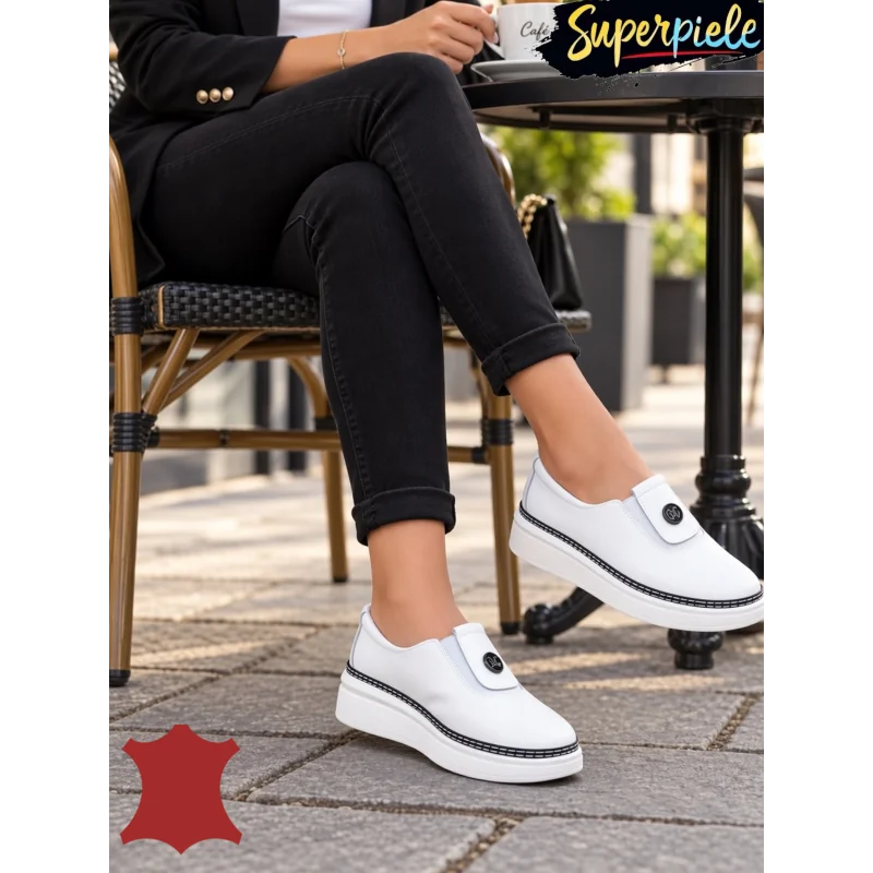 Balerini-MocasiniPantofi casual damă din piele naturală Fără șireturi