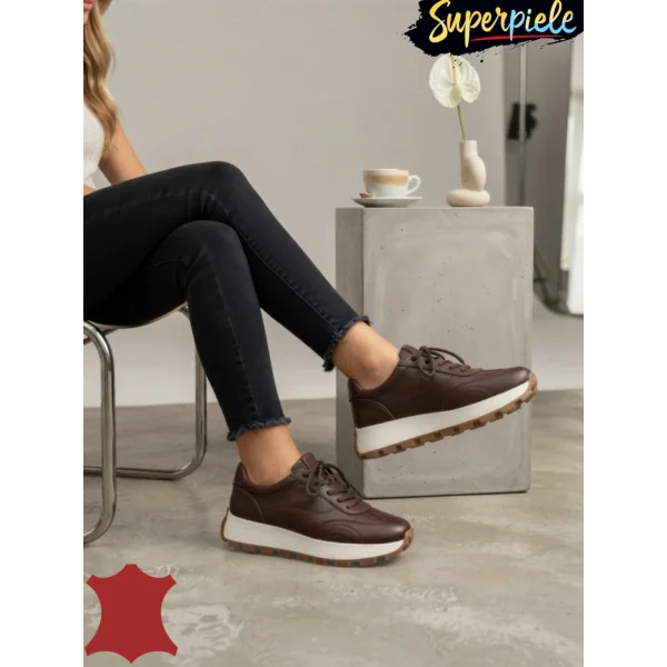 Vijesticopy of Pantofi casual damă din piele naturală negri cu șireturi