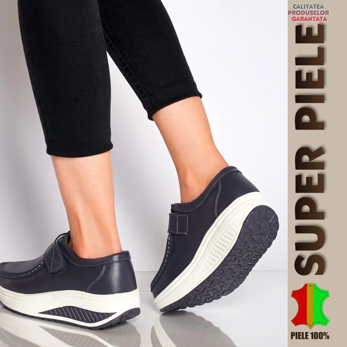 Buty casualowe |SKALOBA|na platformie-Skóra naturalna