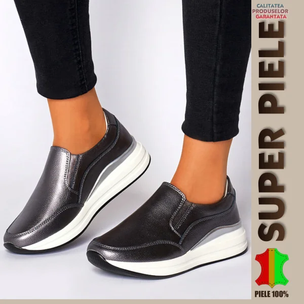 Chaussures décontractées grises à enfiler | RONA | - Cuir véritable
