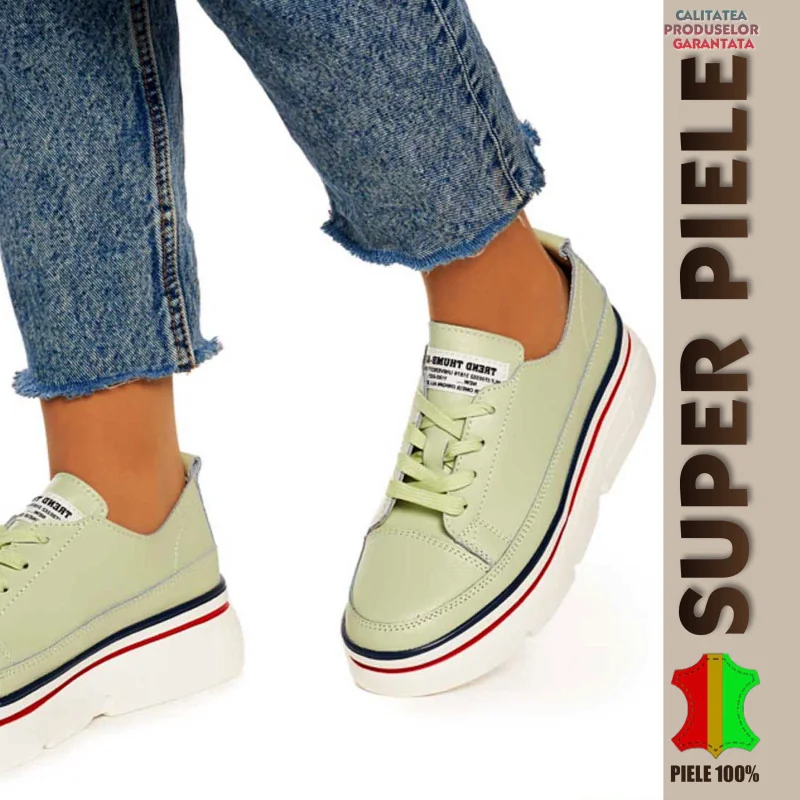 Chaussures décontractées vertes pour femmes | SCRIVO | - Cuir naturel