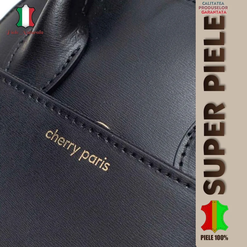 Torbe od prirodne kožeŽenska torba |CHERRY|-prirodna koža sa zelenim detaljima