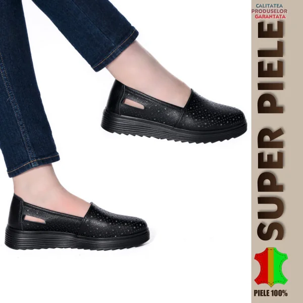 Balerini DAMA |Ava| cu platforma-PIELE NATURALA