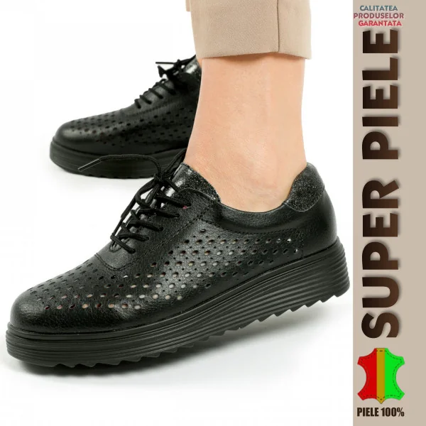 Superpiele - Magazin Online de Încăltăminte-Genti din Piele NaturalăPantofi dama casual perforati din piele naturala cu siret-|MARKO|