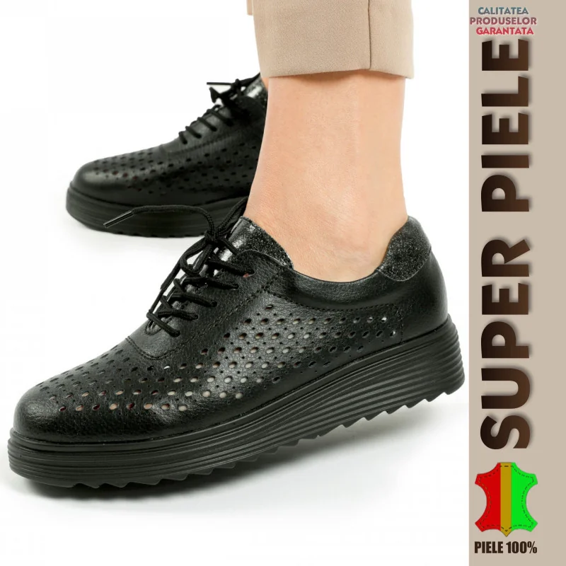 Superpiele - Magazin Online de Încăltăminte-Genti din Piele NaturalăPantofi dama casual perforati din piele naturala cu siret-|MARKO|