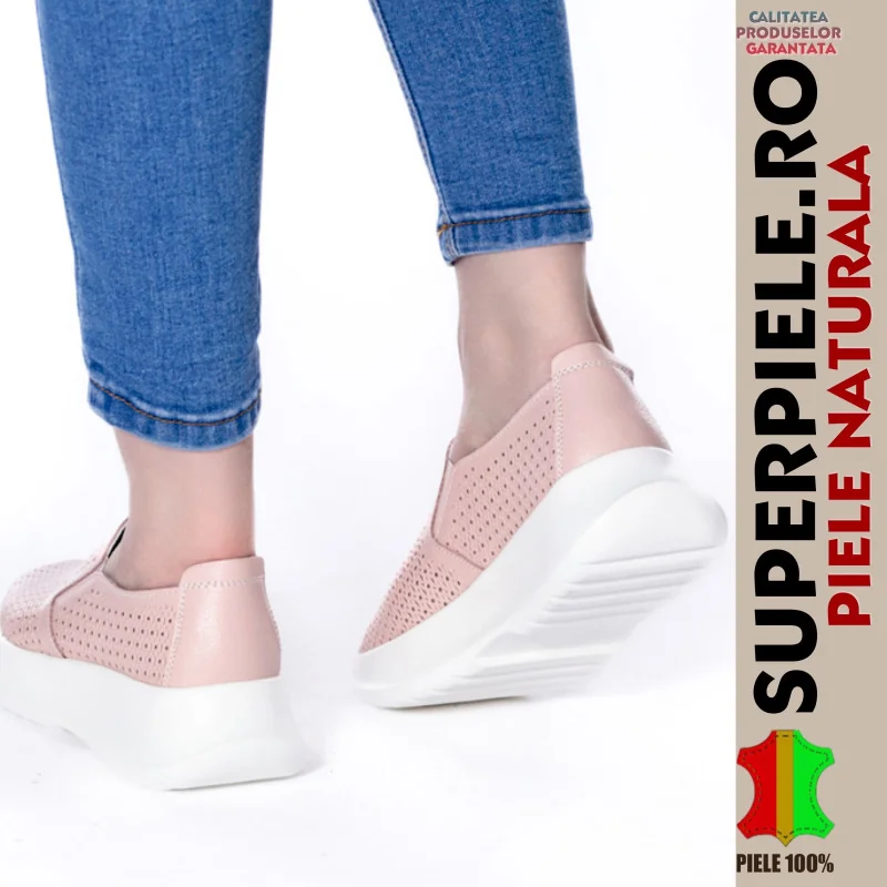 internetska trgovina za ženske cipele od prave kožePerforirane balerinke od prave kože s debelim potplatima - |Lamia|