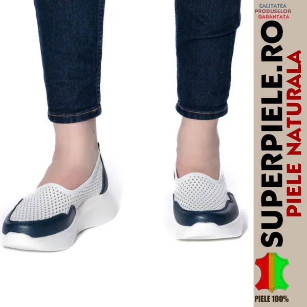 Ballerines femme en cuir naturel perforé à semelles épaisses - |TANA|